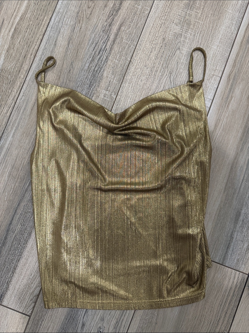 bishop + young Gold Metallic Cowl Neck Camisole